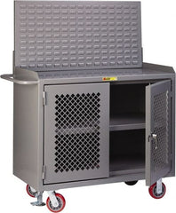 Little Giant - Mobile Bench Cabinet with Louvered Panel - Steel, Gray, 48" Long x 24" Deep x 65" High - Exact Tooling