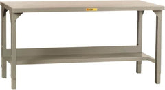 Little Giant - 60 Wide x 24" Deep x 27" High, 12 Gauge Steel Workbench - Edge Turned Down, Adjustable Height Legs, Gray - Exact Tooling
