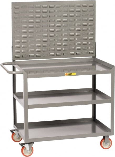 Little Giant - 1,200 Lb Capacity, 3 Shelf, 3 Drawer Mobile Workstation - 53-1/2" Wide x 24" Deep x 60" High, Gray - Exact Tooling