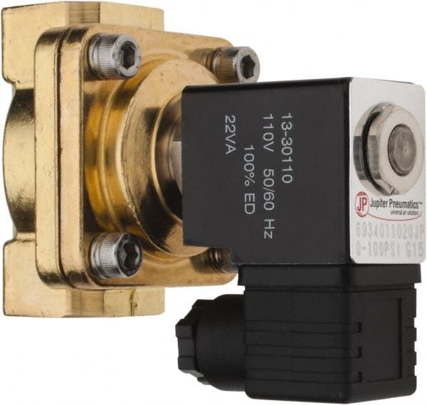 PRO-SOURCE - 3/4", 2/2 Way Stacking Solenoid Valve - 110 VAC, 8.78 CV Rate, 4.21" High x 3.54" Long - Exact Tooling