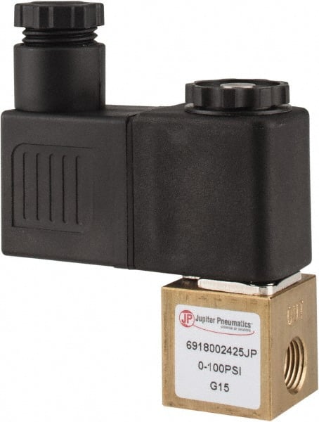 PRO-SOURCE - 1/8", 2/2 Way Square Body Stacking Solenoid Valve - 24 VDC, 0.1 CV Rate, 2.83" High x 2.3" Long - Exact Tooling