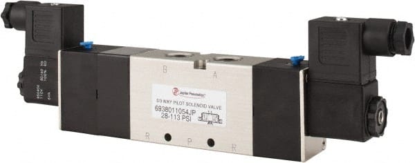 PRO-SOURCE - 3/8", 5/3 Way Double Stacking Solenoid Valve - 110 VAC, 1.73 CV Rate, 2.81" High x 9.8" Long - Exact Tooling
