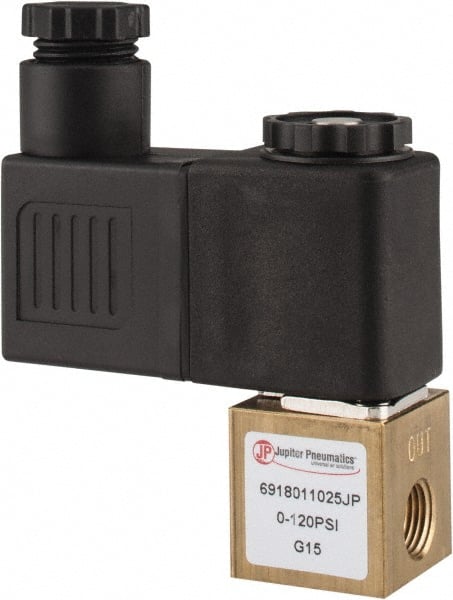 PRO-SOURCE - 1/8", 2/2 Way Square Body Stacking Solenoid Valve - 110 VAC, 0.1 CV Rate, 2.83" High x 2.3" Long - Exact Tooling