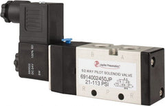 PRO-SOURCE - 1/4", 5/2 Way Single Stacking Solenoid Valve - 24 VDC, 0.98 CV Rate, 2.6" High x 5.12" Long - Exact Tooling