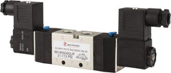 PRO-SOURCE - 1/4", 5/2 Way Double Stacking Solenoid Valve - 24 VDC, 0.98 CV Rate, 2.6" High x 7.76" Long - Exact Tooling