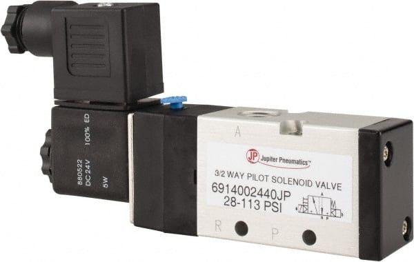 PRO-SOURCE - 1/4", 3/2 Way Single Stacking Solenoid Valve - 24 VDC, 0.98 CV Rate, 2.6" High x 5.12" Long - Exact Tooling