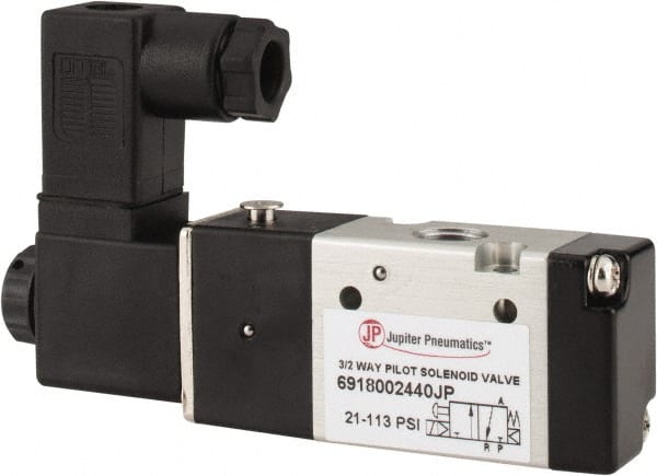 PRO-SOURCE - 1/8", 3/2 Way Single Stacking Solenoid Valve - 24 VDC, 0.65 CV Rate, 1.38" High x 3.46" Long - Exact Tooling