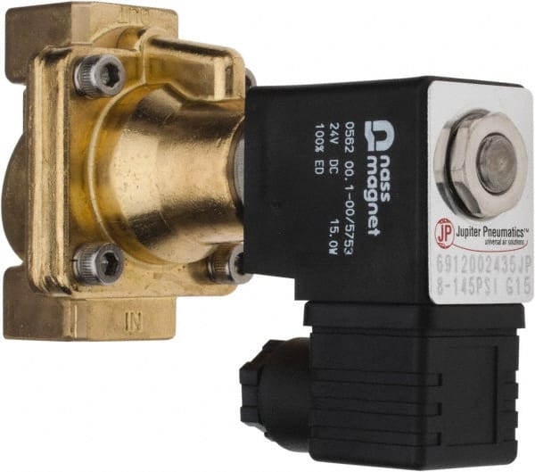 PRO-SOURCE - 1/2", 2/2 Way Steam Series Stacking Solenoid Valve - 24 VDC, 4.5 CV Rate, 4.19" High x 2.76" Long - Exact Tooling