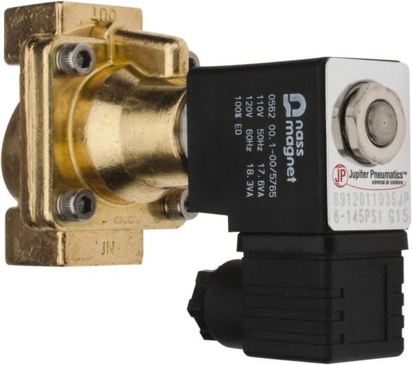 PRO-SOURCE - 1/2", 2/2 Way Steam Series Stacking Solenoid Valve - 110 VAC, 4.5 CV Rate, 4.19" High x 2.76" Long - Exact Tooling