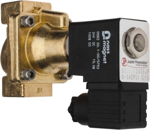 PRO-SOURCE - 3/8", 2/2 Way Steam Series Stacking Solenoid Valve - 24 VDC, 4.5 CV Rate, 4.19" High x 2.76" Long - Exact Tooling