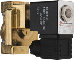 PRO-SOURCE - 3/8", 2/2 Way Stacking Solenoid Valve - 110 VAC, 4.5 CV Rate, 4.19" High x 2.83" Long - Exact Tooling