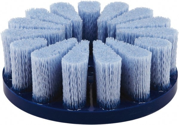 Tanis - 3" 180 Grit Ceramic Crimped Disc Brush - Drive Arbor Connector, 1-1/2" Trim Length, 7/8" Arbor Hole - Exact Tooling