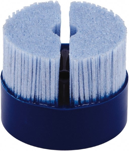 Tanis - 2" 80 Grit Ceramic Crimped Disc Brush - Drive Arbor Connector, 1-1/4" Trim Length, 3/8" Arbor Hole - Exact Tooling