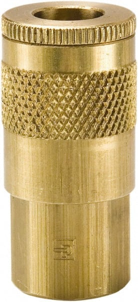 Parker - 3/8-18 Female NPTF Tru-Flate Automotive Pneumatic Hose Coupler - Brass, 3/8" Body Diam - Exact Tooling