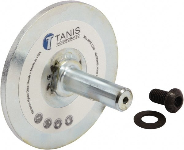 Tanis - 1/4" Arbor Hole to 3/4" Shank Diam Drive Arbor - For 6" Tanis Disc Brushes, Flow Through Spindle - Exact Tooling