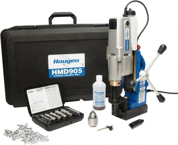 Hougen - 2" Travel, Portable Magnetic Drill Press - 250 & 450 RPM, 9 Amps, 1.5 hp, 1035 Watts - Exact Tooling