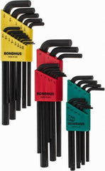 Bondhus - 30 Piece L-Key Hex Key Set - Hex Range 0.05 to 3/8", 8-5/8" OAL, Protanium High Torque Steel - Exact Tooling