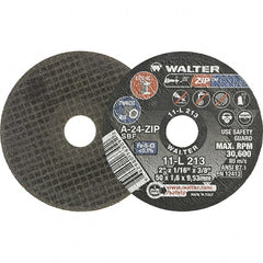 WALTER Surface Technologies - 2" 24 Grit Aluminum Oxide Cutoff Wheel - 1/16" Thick, 3/8" Arbor, 31,000 Max RPM, Use with Die Grinders - Exact Tooling