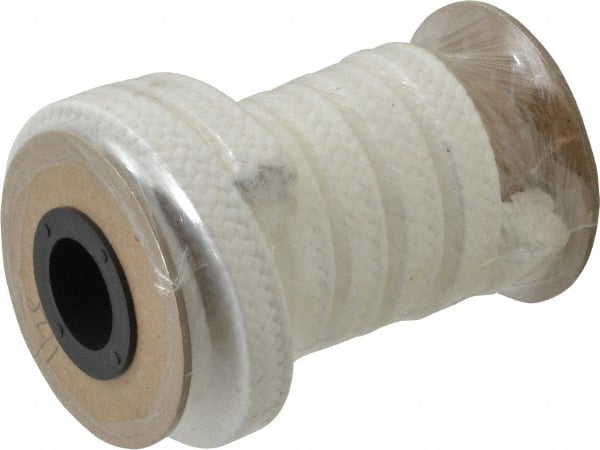 Made in USA - 1/2" x 5.1' Spool Length, PTFE/Sanitary Compression Packing - 1,000 Max psi, 500° F Max, White - Exact Tooling
