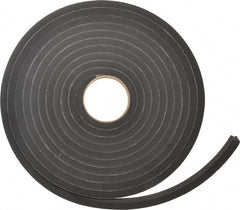 Made in USA - 1/2" Thick x 3/4" Wide x 25' Long Black Closed Cell Neoprene-Blend Spring Rubber Roll - Stock Length, Adhesive Back, 8 to 11 Lb/Cu Ft Density, -40°F to 158°F - Exact Tooling