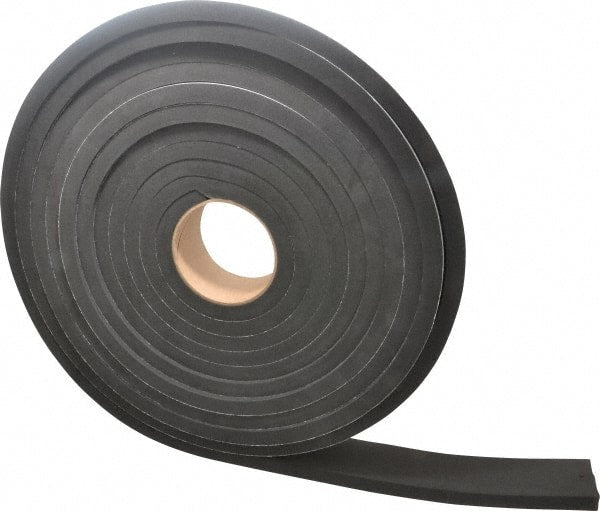 Made in USA - 1/2" Thick x 2" Wide x 25' Long Black Closed Cell Neoprene-Blend Spring Rubber Roll - Stock Length, Adhesive Back, 8 to 11 Lb/Cu Ft Density, -40°F to 158°F - Exact Tooling