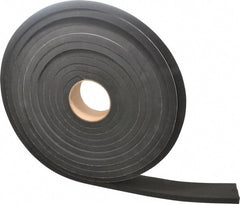 Made in USA - 1/2" Thick x 2" Wide x 25' Long Black Closed Cell Neoprene-Blend Spring Rubber Roll - Stock Length, Adhesive Back, 8 to 11 Lb/Cu Ft Density, -40°F to 158°F - Exact Tooling