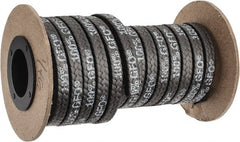 Made in USA - 1/4" x 9.8' Spool Length, 100% GFO Fiber Compression Packing - 1,900 Max psi, -400 to 550° F, Dark Gray - Exact Tooling