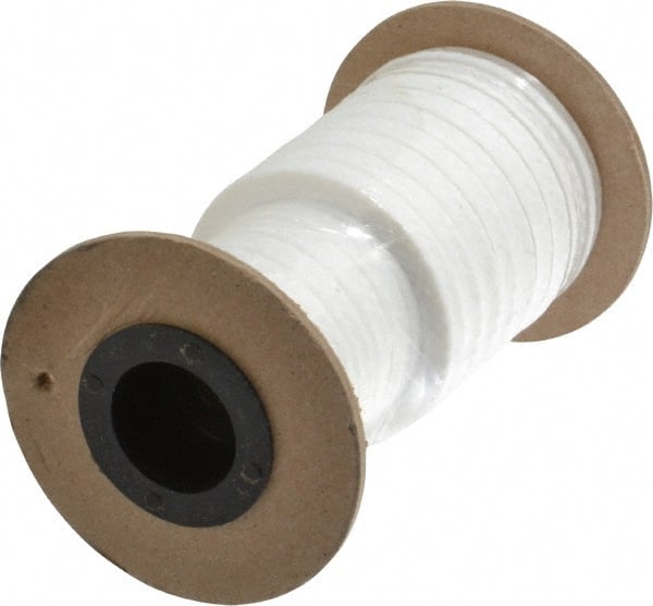Made in USA - 1/4" x 10' Spool Length, PTFE/Soft Filament Compression Packing - 1,000 Max psi, -450 to 500° F, White - Exact Tooling