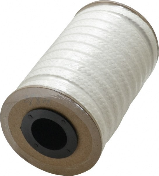 Made in USA - 3/8" x 8-1/2' Spool Length, PTFE/Hard Filament Compression Packing - 4,000 Max psi, -450 to 500° F, White - Exact Tooling