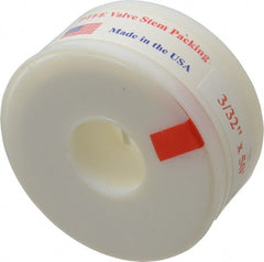 Made in USA - 3/32" x 50' Spool Length, PTFE Compression Packing - -450 to 550° F, White - Exact Tooling