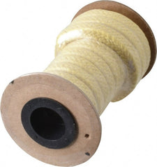 Made in USA - 3/8" x 11' Spool Length, PTFE/Aramid Composite Compression Packing - 2,500 Max psi, -50 to 550° F, Tan - Exact Tooling