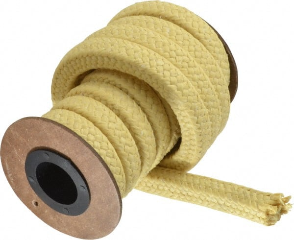 Made in USA - 1/2" x 8' Spool Length, PTFE/Aramid Composite Compression Packing - Exact Tooling