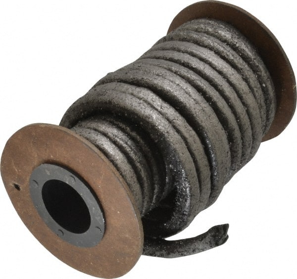 Made in USA - 1/4" x 12-1/2' Spool Length, Graphite Impregnated Aramid Compression Packing - 1,800 Max psi, -50 to 600° F, Gray - Exact Tooling