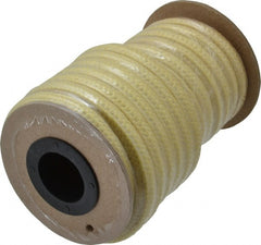 Made in USA - 5/16" x 16.4' Spool Length, TFE/Aramid Compression Packing - 5,000 Max psi, -100 to 500° F, Yellow - Exact Tooling