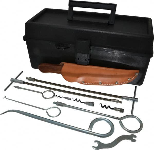 Made in USA - 48 Piece Interchangeable Tip Packing Tool Set - Contains (2) 7-1/2", (2) 11" & (2) 14-1/2" Flexible Shaft Extractors, (2) 6", (2) 10", & (2) 14" Rigid Shaft Extractors, & (3) 10" Rigid Shaft Picks - Exact Tooling