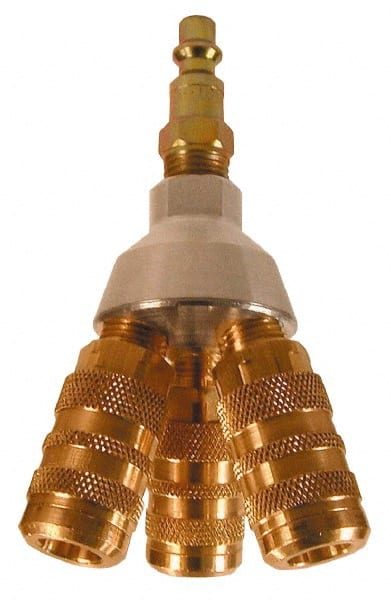 Coilhose Pneumatics - 1/4" Inlet, 1/4" Outlet Manifold - 3" Long x 3" Wide x 4-1/2" High, 1 Inlet Port, 3 Outlet Ports - Exact Tooling