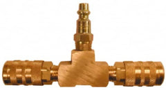 Coilhose Pneumatics - 1/4" Inlet, 1/4" Outlet Manifold - 5" Long x 3/4" Wide x 2-5/8" High, 1 Inlet Port, 2 Outlet Ports - Exact Tooling