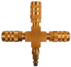 Coilhose Pneumatics - 1/4" Inlet, 1/4" Outlet Manifold - 5" Long x 3/4" Wide x 4-5/8" High, 1 Inlet Port, 3 Outlet Ports - Exact Tooling