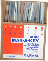 Made in USA - 12" Long, Zinc-Plated Key Stock Assortment - C1045 Steel - Exact Tooling