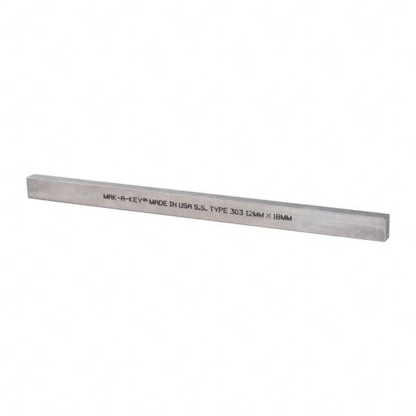 Made in USA - 12" Long, Oversized Key Stock - 18-8 Stainless Steel - Exact Tooling
