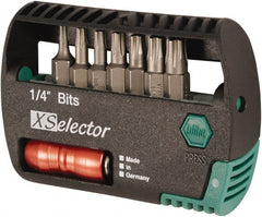 Wiha - 7 Piece, 1/4" Drive Screwdriver Tamperproof Bit Set - T8 to T30 Torx - Exact Tooling