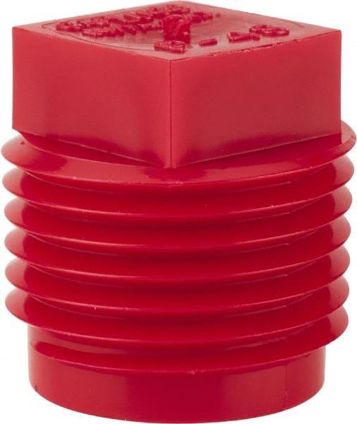 Caplugs - Square Head Plug - 1/2" OD, Polyethylene, Red - Exact Tooling