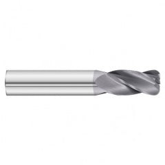 12mm Dia. x 63mm Overall Length 4-Flute 1.5mm C/R Solid Carbide SE End Mill-Round Shank-Center Cut-TiAlN - Exact Tooling