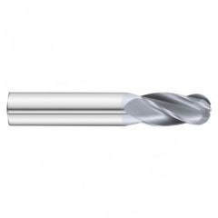 9/16 Dia. x 3-1/2 Overall Length 4-Flute Ball Nose Solid Carbide SE End Mill-Round Shank-Center Cut-TiCN - Exact Tooling