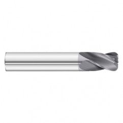 5/16 Dia. x 2-1/2 Overall Length 4-Flute .090 C/R Solid Carbide SE End Mill-Round Shank-Center Cut-TiAlN - Exact Tooling