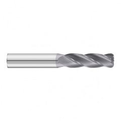 12mm Dia. x 100mm Overall Length 4-Flute 1.5mm C/R Solid Carbide SE End Mill-Round Shank-Center Cut-TiAlN - Exact Tooling