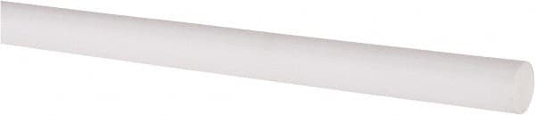 Made in USA - 4' Long, 3/8" Diam, PTFE (Virgin) Plastic Rod - White - Exact Tooling