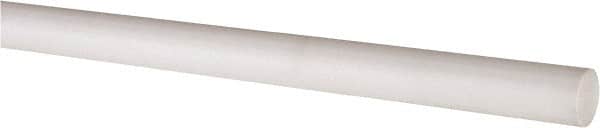 Made in USA - 6' Long, 3/8" Diam, PTFE (Virgin) Plastic Rod - White - Exact Tooling