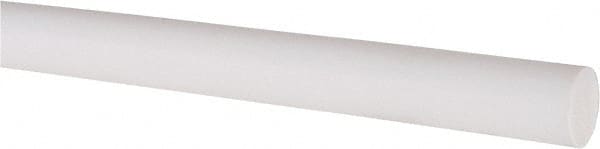 Made in USA - 2' Long, 1/2" Diam, PTFE (Virgin) Plastic Rod - White - Exact Tooling