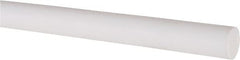 Made in USA - 3' Long, 1/2" Diam, PTFE (Virgin) Plastic Rod - White - Exact Tooling